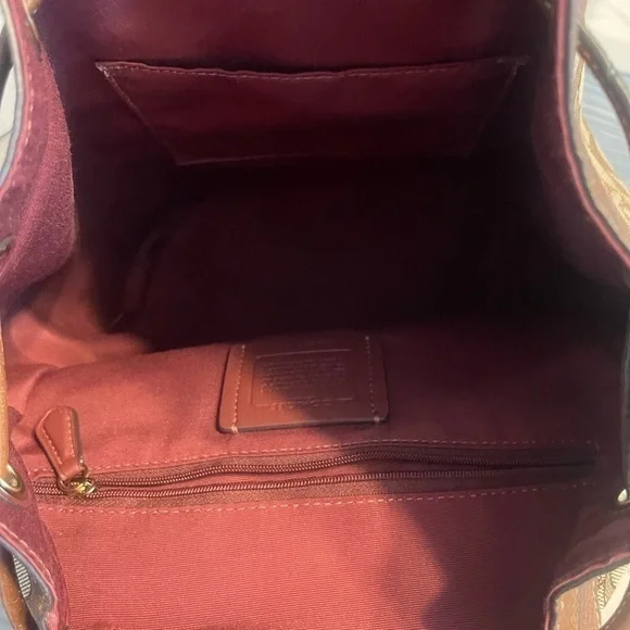 Coach of New York Dempsey Drawstring Backpack Jacquard w/patch & stripe 🔥EUC